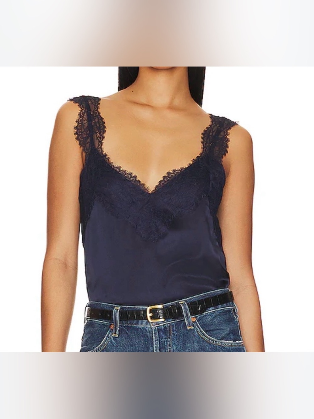 Cami NYC Womens Sz M Florcita Eclipse Brandice Silk Lace Trim Sleeveless Top